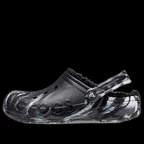 Crocs Baya Lined Marbled Clogs 'Black Silver'