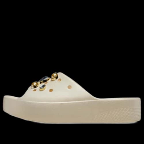 Crocs Classic Crystals Pearls Platform Slides 'White' (Women's)