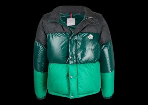 Moncler Aveillan Striped Down Jacket Green/Grey