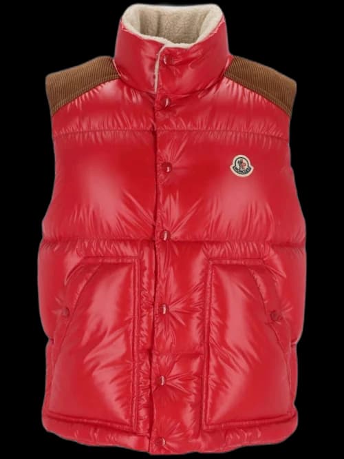Moncler Ardeche Button-Up Down Vest Red