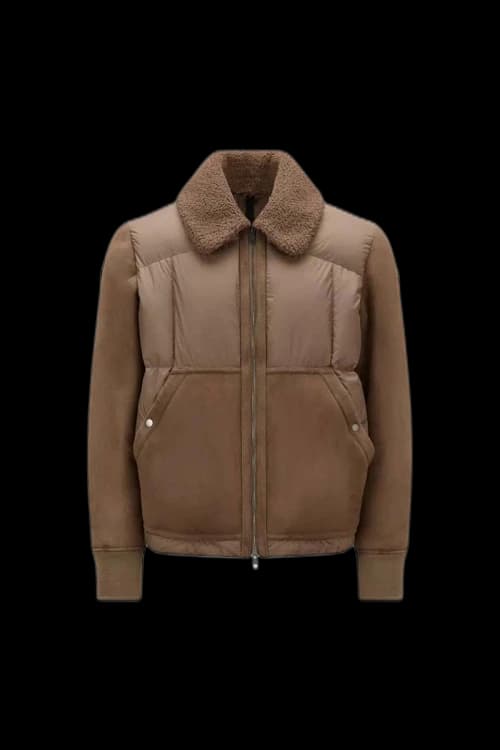 Moncler Gers Giubbotto Down Leather Jacket Brown