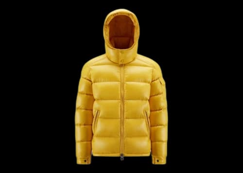 Moncler Maya Short Down Jacket Yellow Plaid