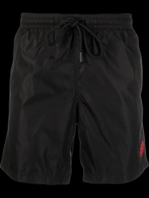 Moncler x Marvel Spider Man Logo-Patch Swim Shorts Black