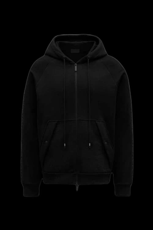 Moncler Sleeve Logo Full Zipped Hoodie Black