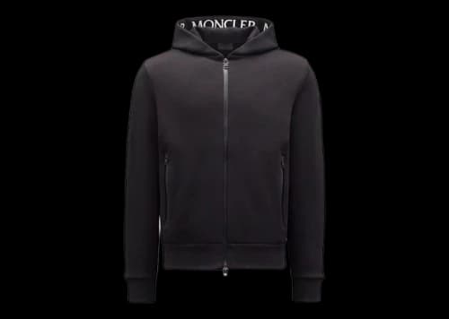 Moncler Logo Zip-Up Hoodie Black