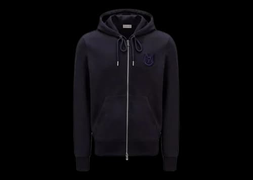 Moncler Monogram Zip-Up Hoodie Night Blue