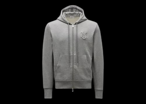 Moncler Monogram Zip-Up Hoodie Grey