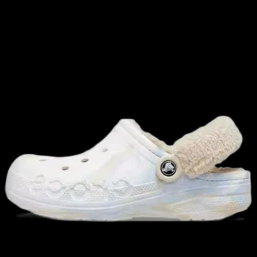 Crocs Baya Lined Fuzz Strap Marbled Clog 'White Multi' (Women's)