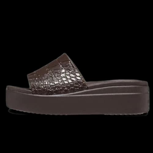 Crocs Brooklyn Croco Shine Slide Sandals 'Espresso' (Women's)