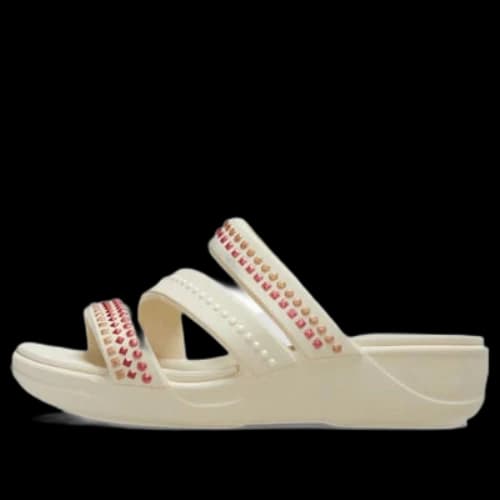 Crocs Boca Gems Srappy Wedge Sandals 'White Red' (Women's)