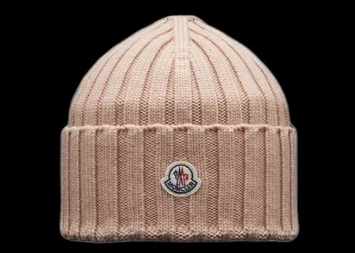 Moncler Ribbed Knit Beanie Light Pink