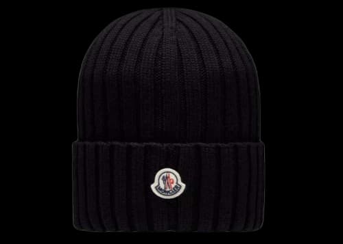 Moncler Ribbed Knit Beanie Black
