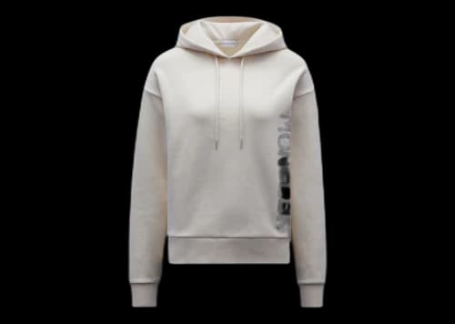 Moncler Women's Metallic Spray Effect Logo Print Hoodie Pearled Ivory