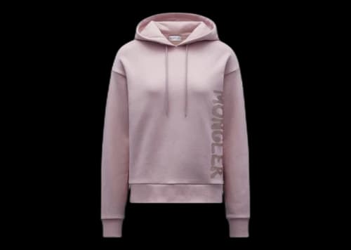 Moncler Women's Metallic Spray Effect Logo Print Hoodie Petal Pink