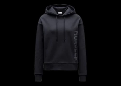 Moncler Women's Metallic Spray Effect Logo Print Hoodie Black