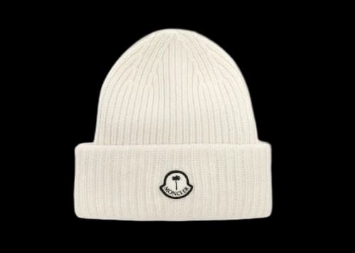 Moncler x Palm Angels Patched Ribbed Beanie FW21 White