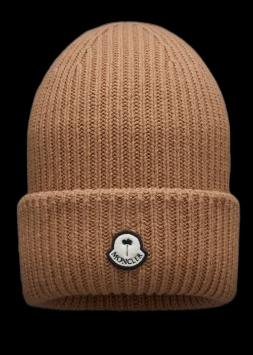 Moncler x Palm Angels Patched Ribbed Beanie Camel