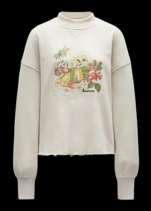 Moncler x Palm Angels Tropical Motif Crewneck Beige