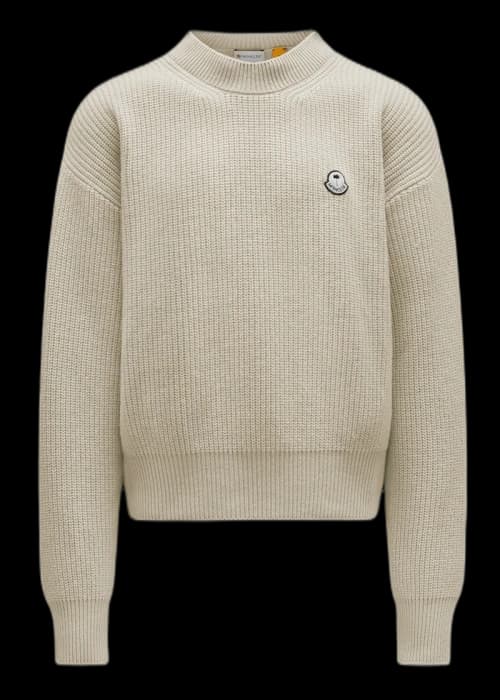 Moncler x Palm Angels Rib-Knit Wool Jumper Silk White
