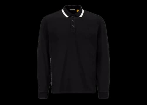 Moncler Hiroshi Fujiwara x Fragment Logo Long Sleeve Polo Shirt Black