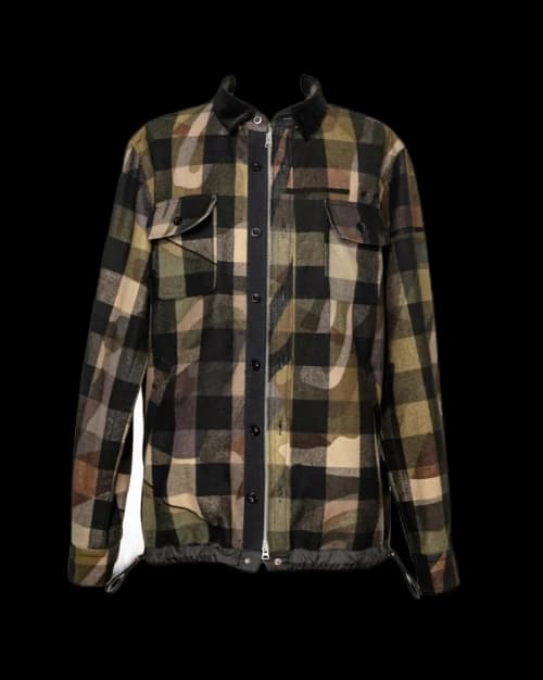 KAWS x Sacai L/S Plaid Shirt Green
