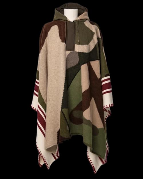 KAWS x Sacai Jacquard Knit Poncho Green