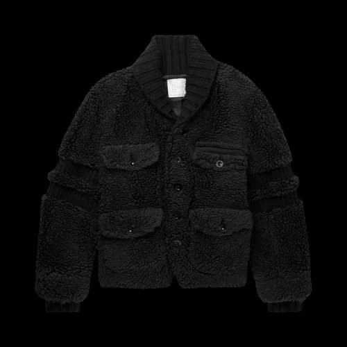 Sacai Faux Shearling Jacket 'Black'