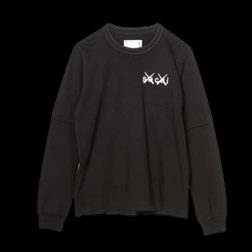 KAWS x Sacai Embroidery L/S Tee Black