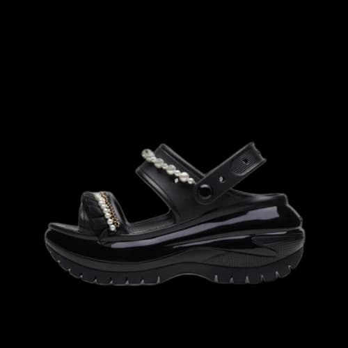 Crocs Mega Crush Pearl Ruffle Sandal 'Black' (Women's)