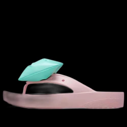 Crocs Classic Platform Bow Flip Flops 'Pink Teal' (Women's)