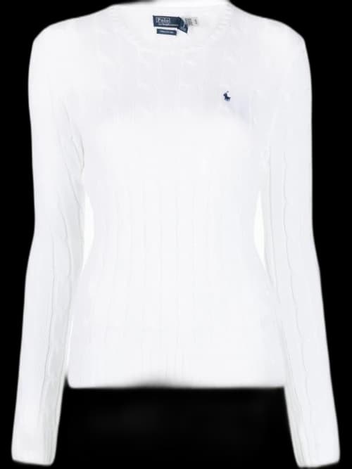 Polo Ralph Lauren Pima Cotton Julianna LS (Fitted) Pullover White