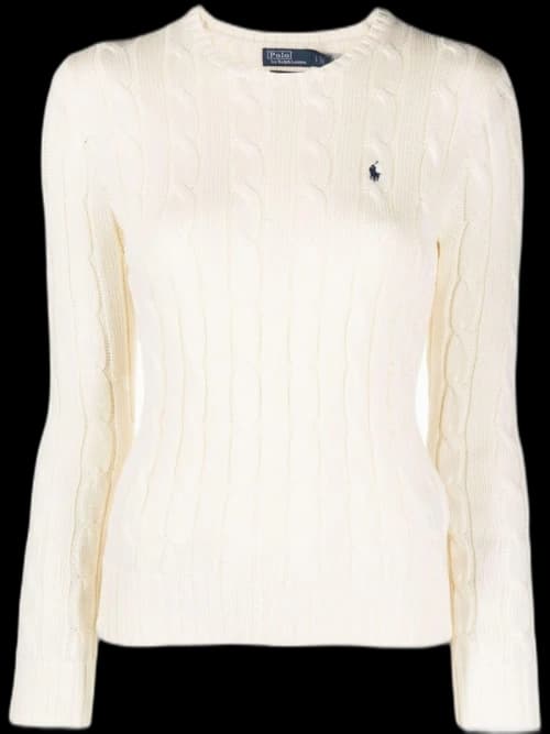 Polo Ralph Lauren Cable-Knit Cotton Crewneck Sweater Cream