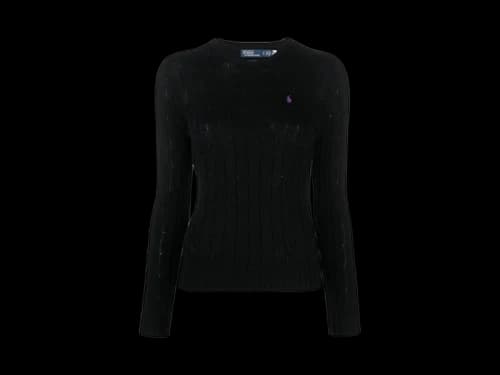 Polo Ralph Lauren Cable Knit Cotton Crewneck Sweater Polo Black