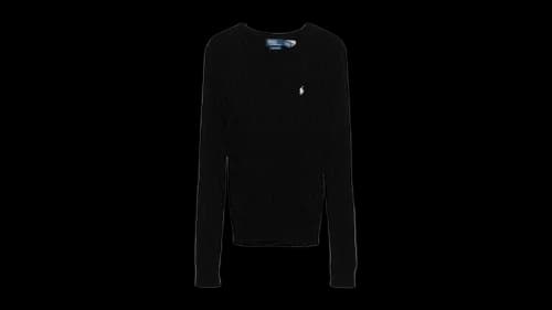 Polo Ralph Lauren Women's Cable Knit Cotton Crewneck Sweater Black