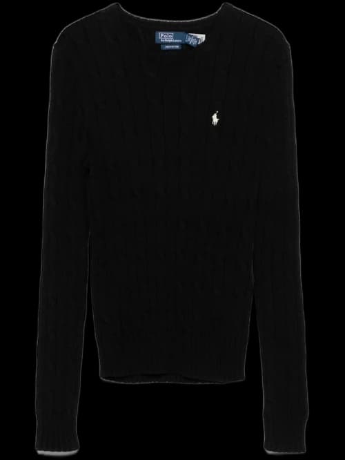 Polo Ralph Lauren Cable Knit Cotton Crewneck Sweater Polo Black