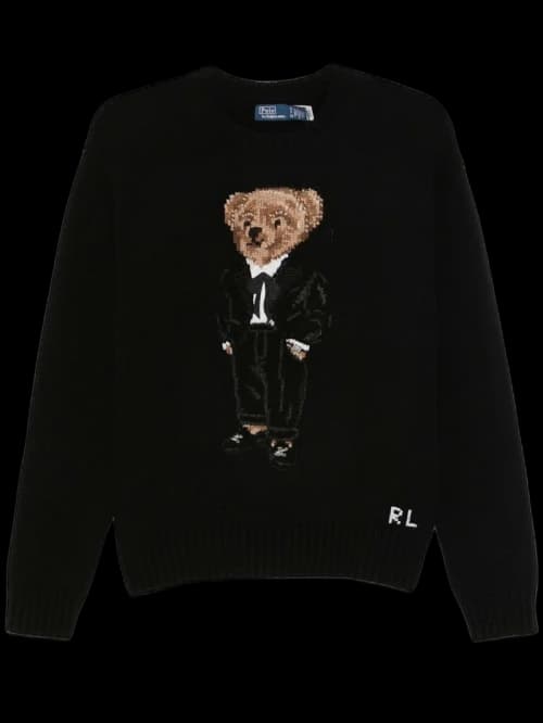 Polo Ralph Lauren Wool Bear Long Sleeve Pullover Black Multi