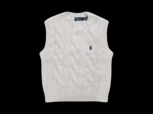 Polo Ralph Lauren Cable Knit Cotton Sweater Vest Wcf White