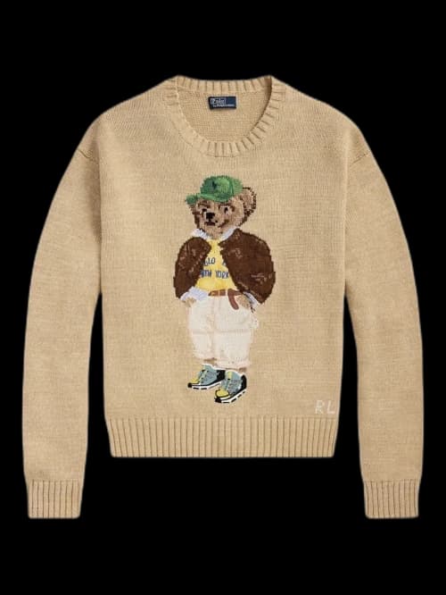 Polo Ralph Lauren Cotton Bear Long Sleeve Crew Neck Pullover Multi