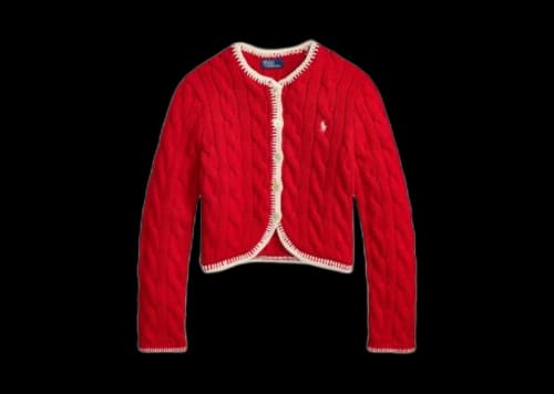 Polo Ralph Lauren Long Sleeve Crew Neck Cardigan Cruise Red
