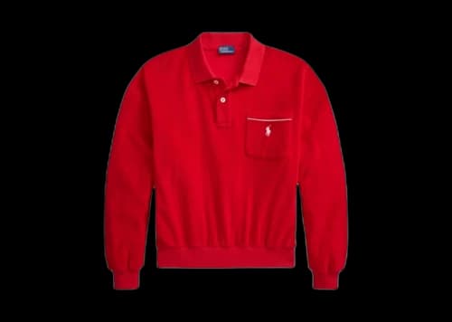 Polo Ralph Lauren Long Sleeve Polo Knit Collar Shirt Cruise Red