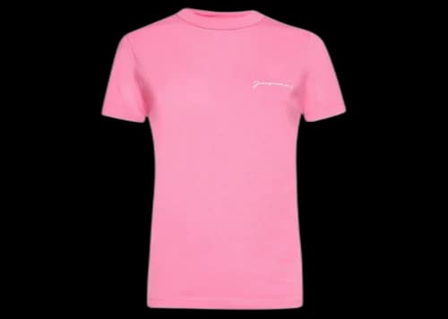 Jacquemus Ladies Embroidered Logo T-Shirt Pink