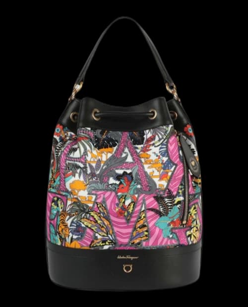 Ferragamo Safari-Print Leather-Trim Backpack Multi