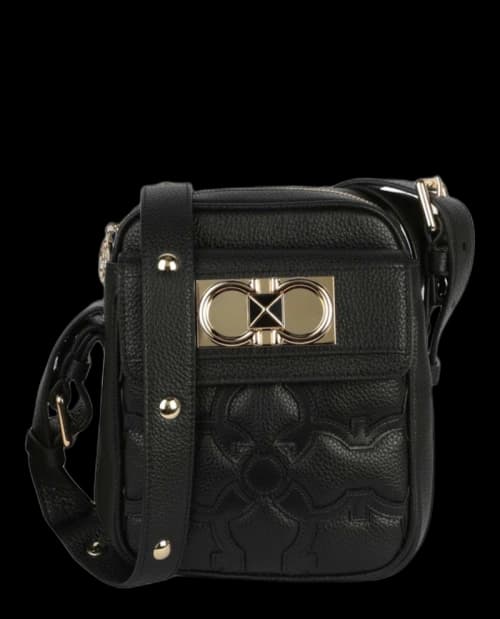 Ferragamo Logo Embossed Crossbody Black
