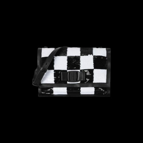Ferragamo Checkered Sequin Shoulder Bag Black