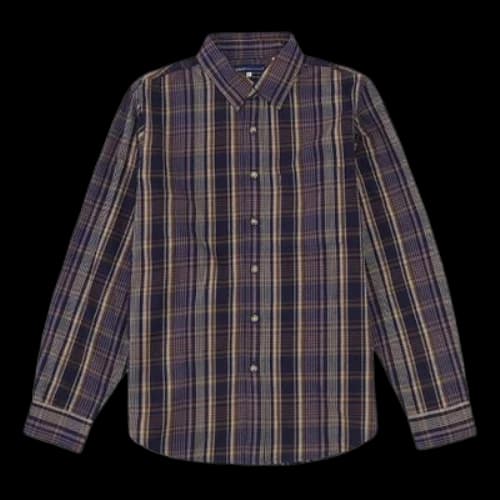 LEVI'S Levis lapel Loose Plaid Long Sleeves Shirt Brown Blue