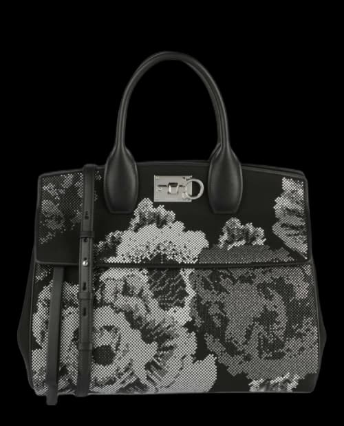 Ferragamo Studded Flower Soft Studio Shoulder Bag Multi