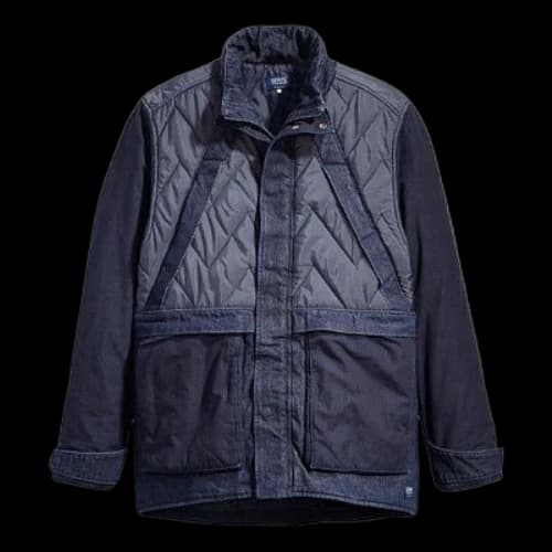 LEVI'S Levis Midnight Blue Stand Collar Splicing Big Pocket Quilted Denim Jacket