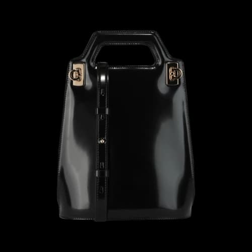 Ferragamo Wanda Mini Leather Shoulder Bag Black
