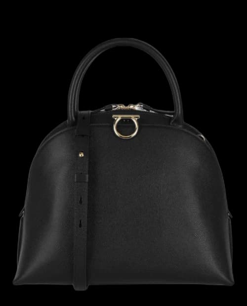 Ferragamo Gancini Medium Top Handle Black