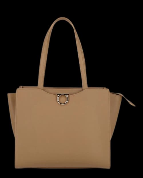 Ferragamo Gemini Leather Shoulder Bag Camel